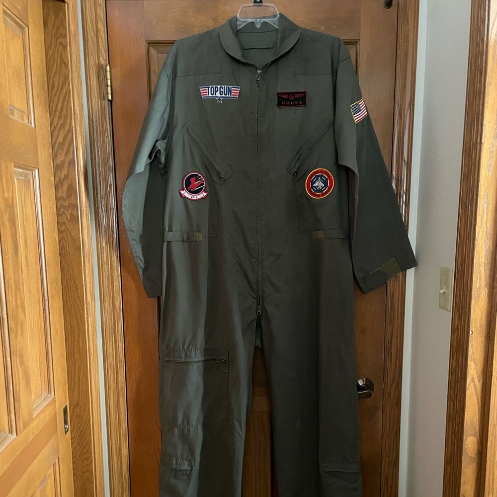 Leg Avenue Men's Black Flight Suit with Top Gun Patches Size XL